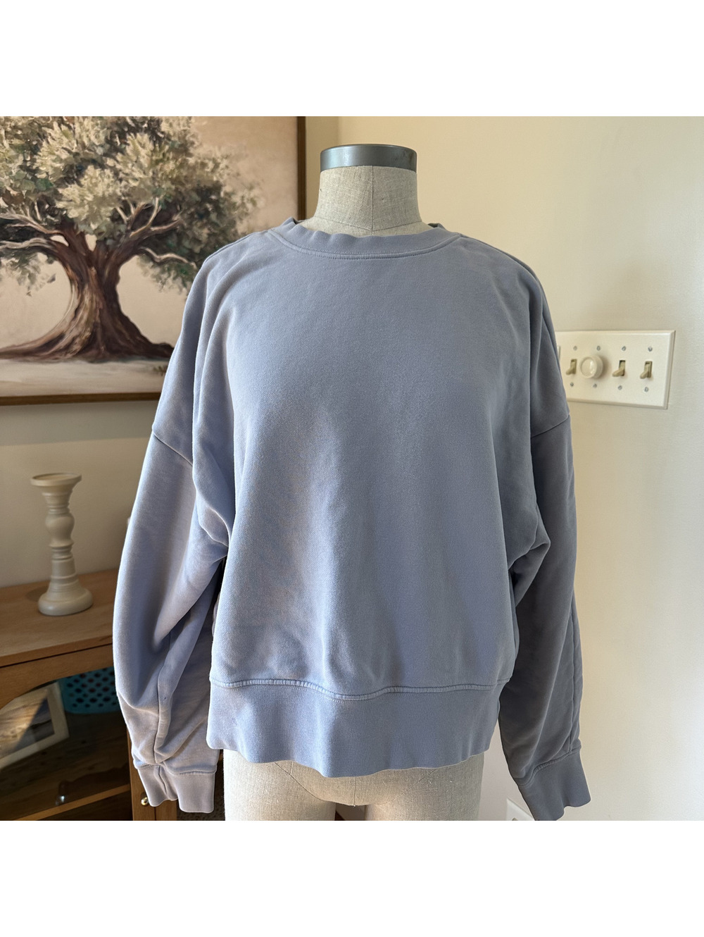 American Giant Medium Gray Crewneck Sweatshirt with Subtle Wear